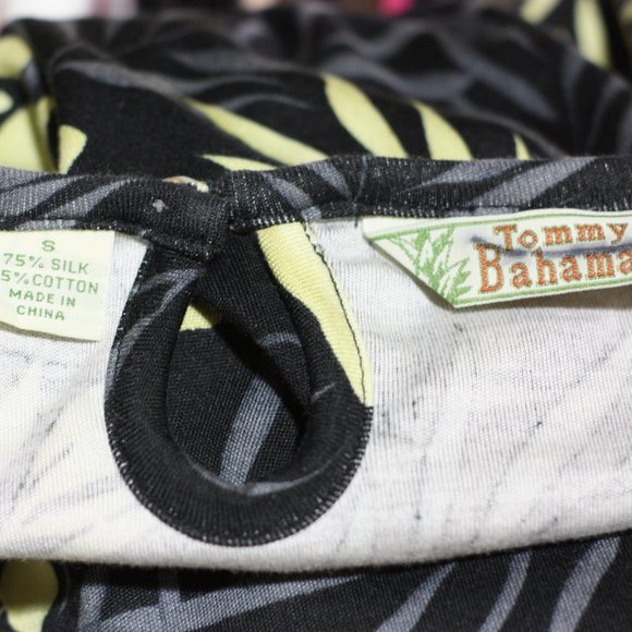 TOMMY BAHAMA Black Gray and Cream Tropical Dress - Picture 4 of 4